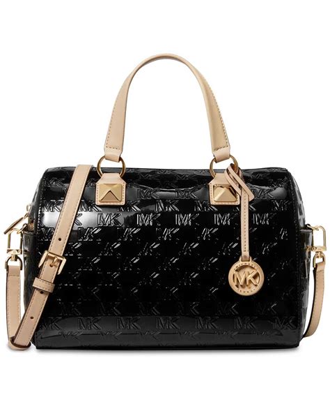 michael michael kors logo medium duffel satchel|Michael Kors opened satchel purse.